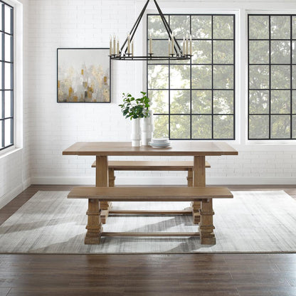 Joanna 3-Piece Dining Table Set For 6 - Table & 2 Benches