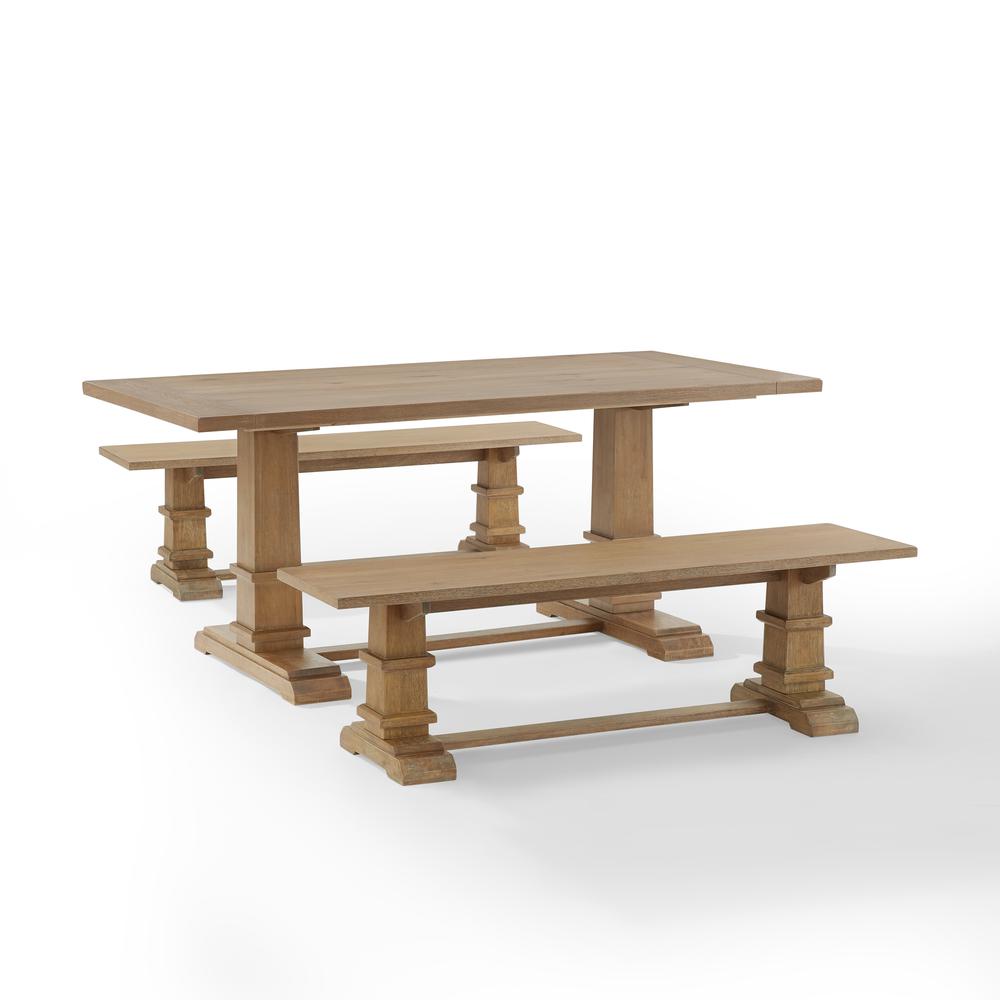 Joanna 3-Piece Dining Table Set For 6 - Table & 2 Benches