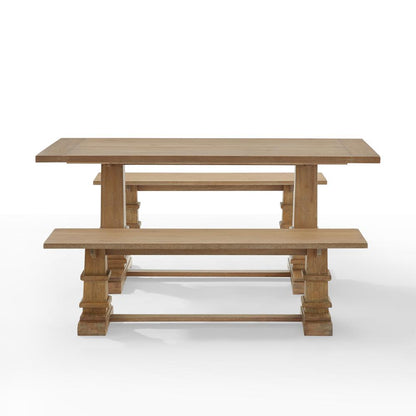 Joanna 3-Piece Dining Table Set For 6 - Table & 2 Benches