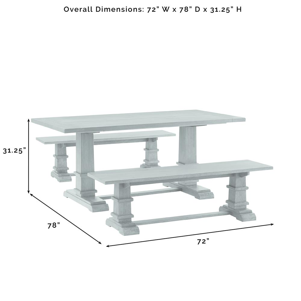 Joanna 3-Piece Dining Table Set For 6 - Table & 2 Benches
