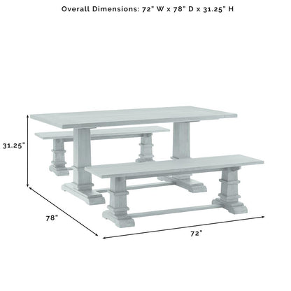 Joanna 3-Piece Dining Table Set For 6 - Table & 2 Benches