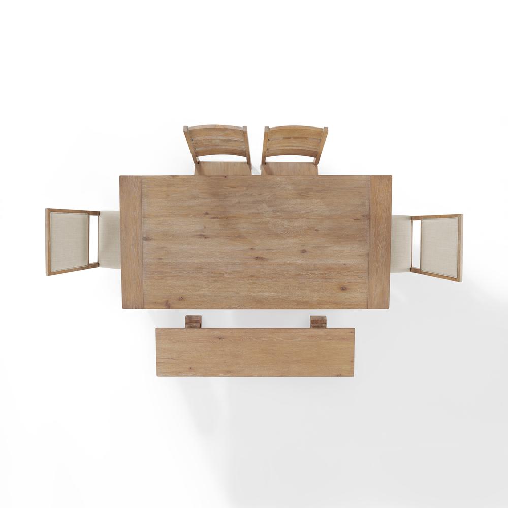 6-Piece Dining Table Set For 7, Table, Bench, 2 Ladder-Back Chairs, 2 Arm Chairs