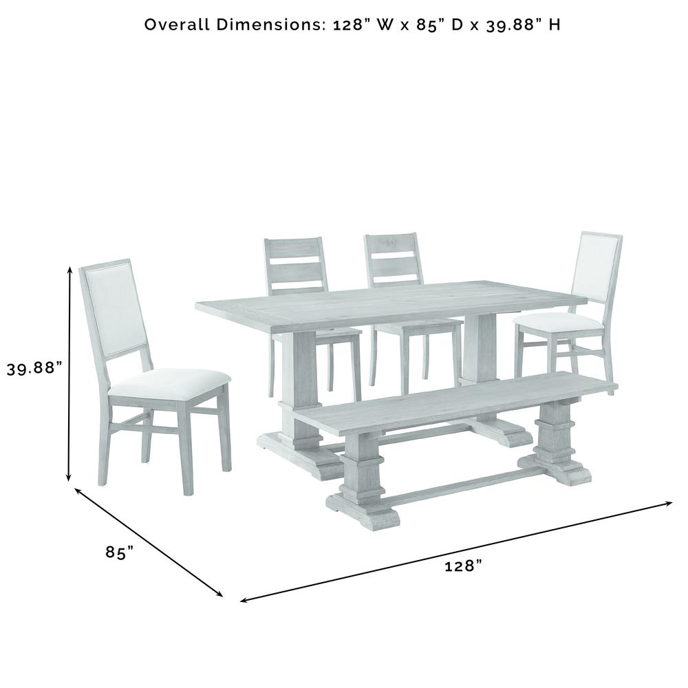 6-Piece Dining Table Set For 7, Table, Bench, 2 Ladder-Back Chairs, 2 Arm Chairs