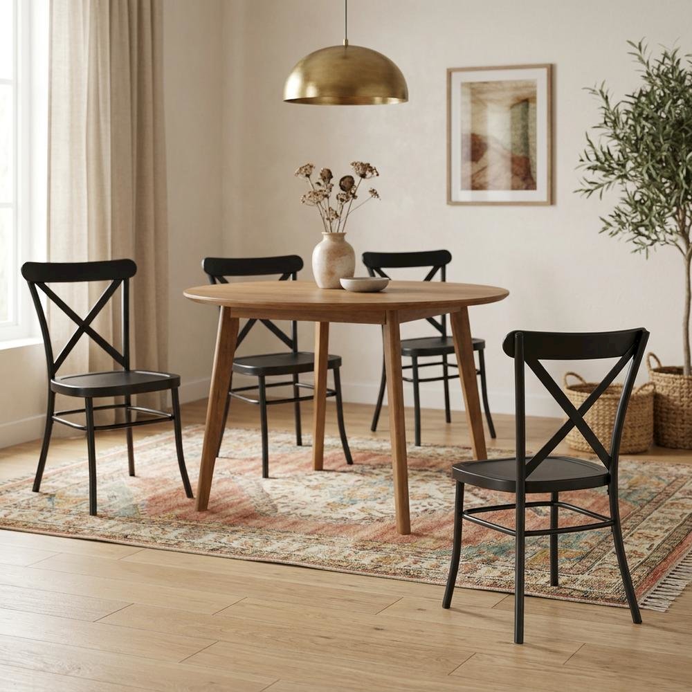 Metal Dining Chair Set in Sleek Finish with Comfortable Back Support