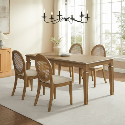 Katia 5Pc Dining Table Set For 4 Cane-Back Chairs - Table & 4 Cane-Back Chairs