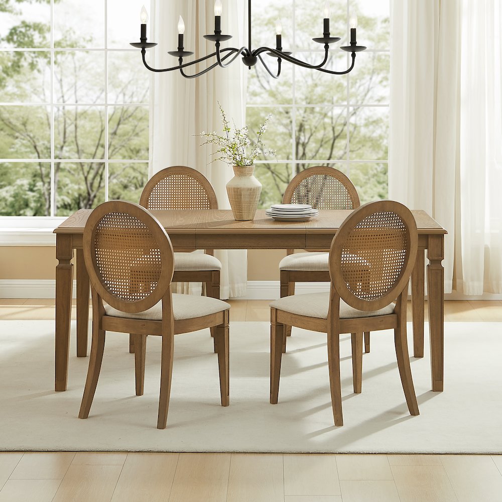 Katia 5Pc Dining Table Set For 4 Cane-Back Chairs - Table & 4 Cane-Back Chairs
