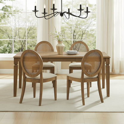 Katia 5Pc Dining Table Set For 4 Cane-Back Chairs - Table & 4 Cane-Back Chairs