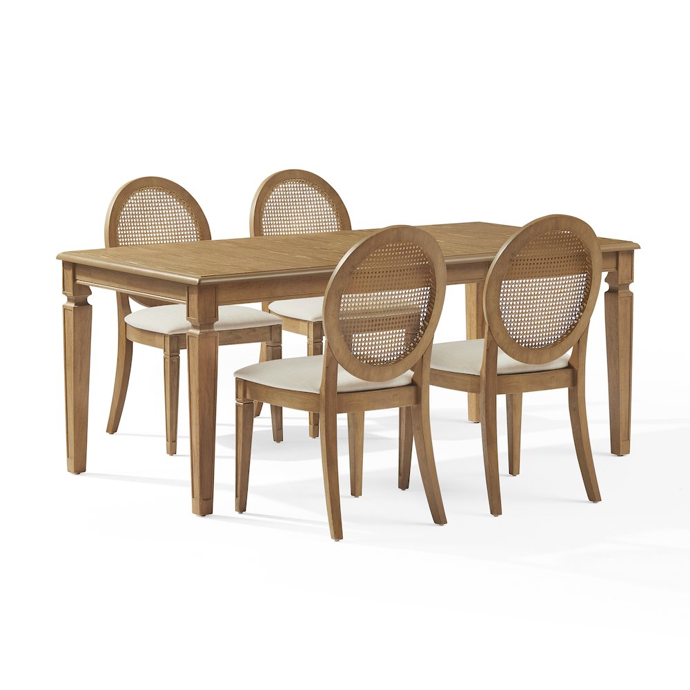 Katia 5Pc Dining Table Set For 4 Cane-Back Chairs - Table & 4 Cane-Back Chairs