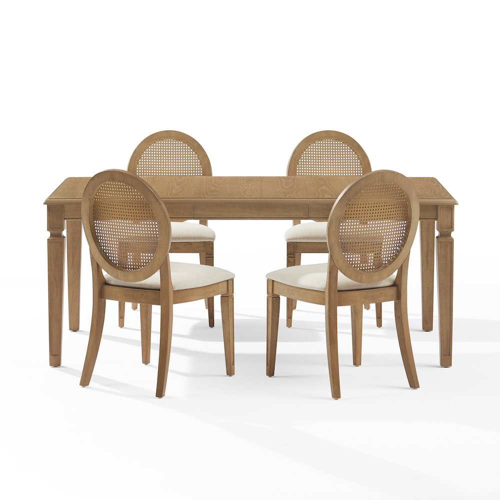 Katia 5Pc Dining Table Set For 4 Cane-Back Chairs - Table & 4 Cane-Back Chairs