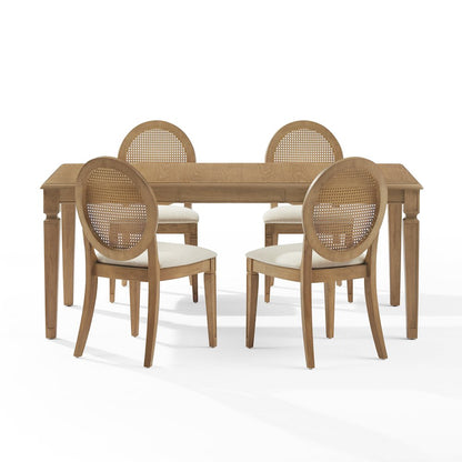 Katia 5Pc Dining Table Set For 4 Cane-Back Chairs - Table & 4 Cane-Back Chairs