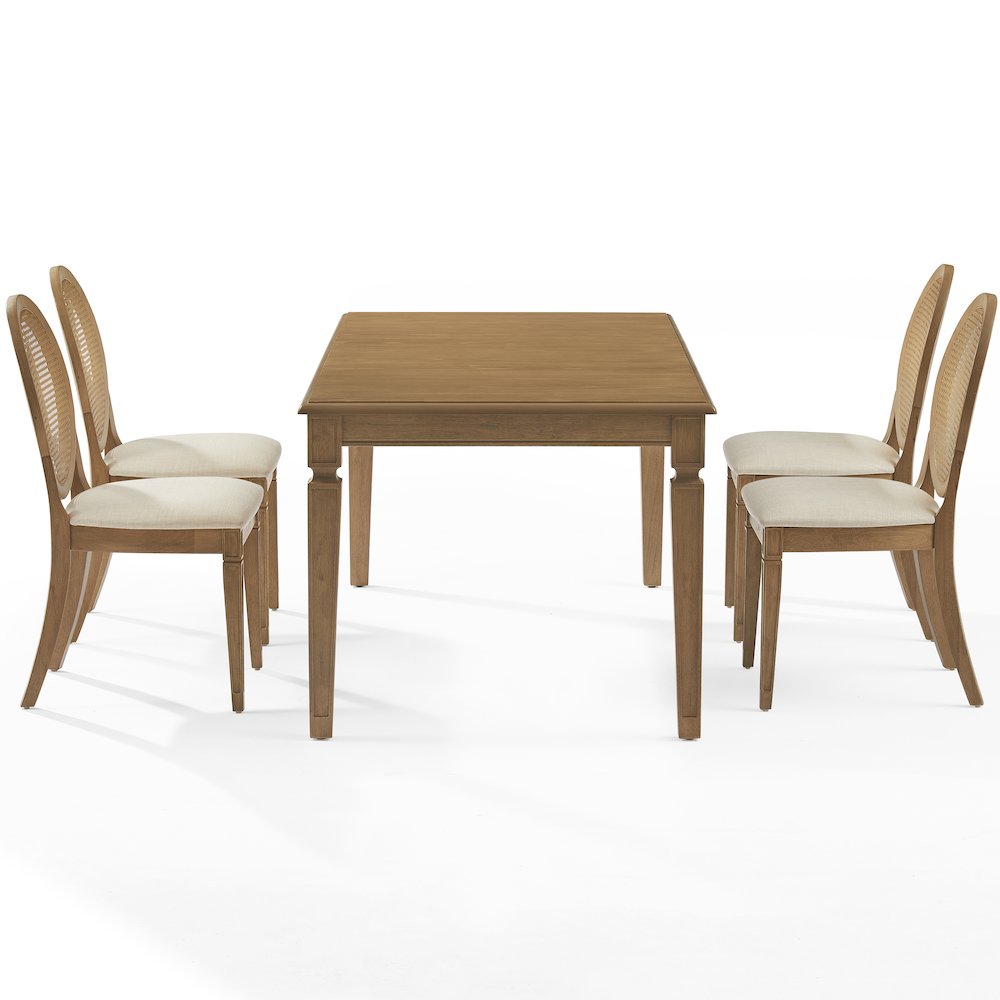 Katia 5Pc Dining Table Set For 4 Cane-Back Chairs - Table & 4 Cane-Back Chairs