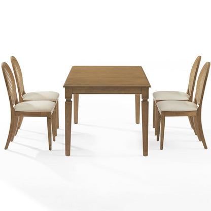 Katia 5Pc Dining Table Set For 4 Cane-Back Chairs - Table & 4 Cane-Back Chairs