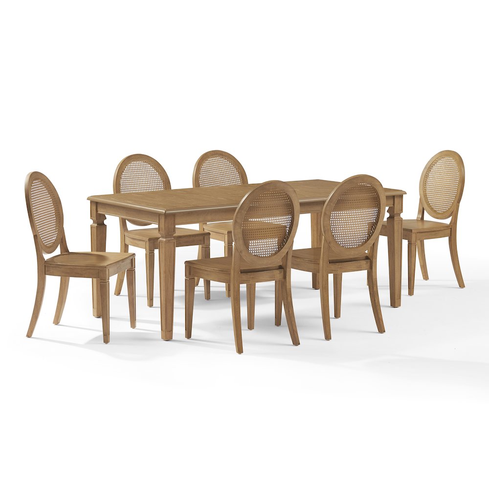7-Piece Dining Table Set For 6 With Cane-Back Chairs, Table, 6 Cane-Back Chairs