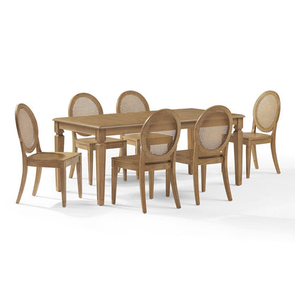 7-Piece Dining Table Set For 6 With Cane-Back Chairs, Table, 6 Cane-Back Chairs