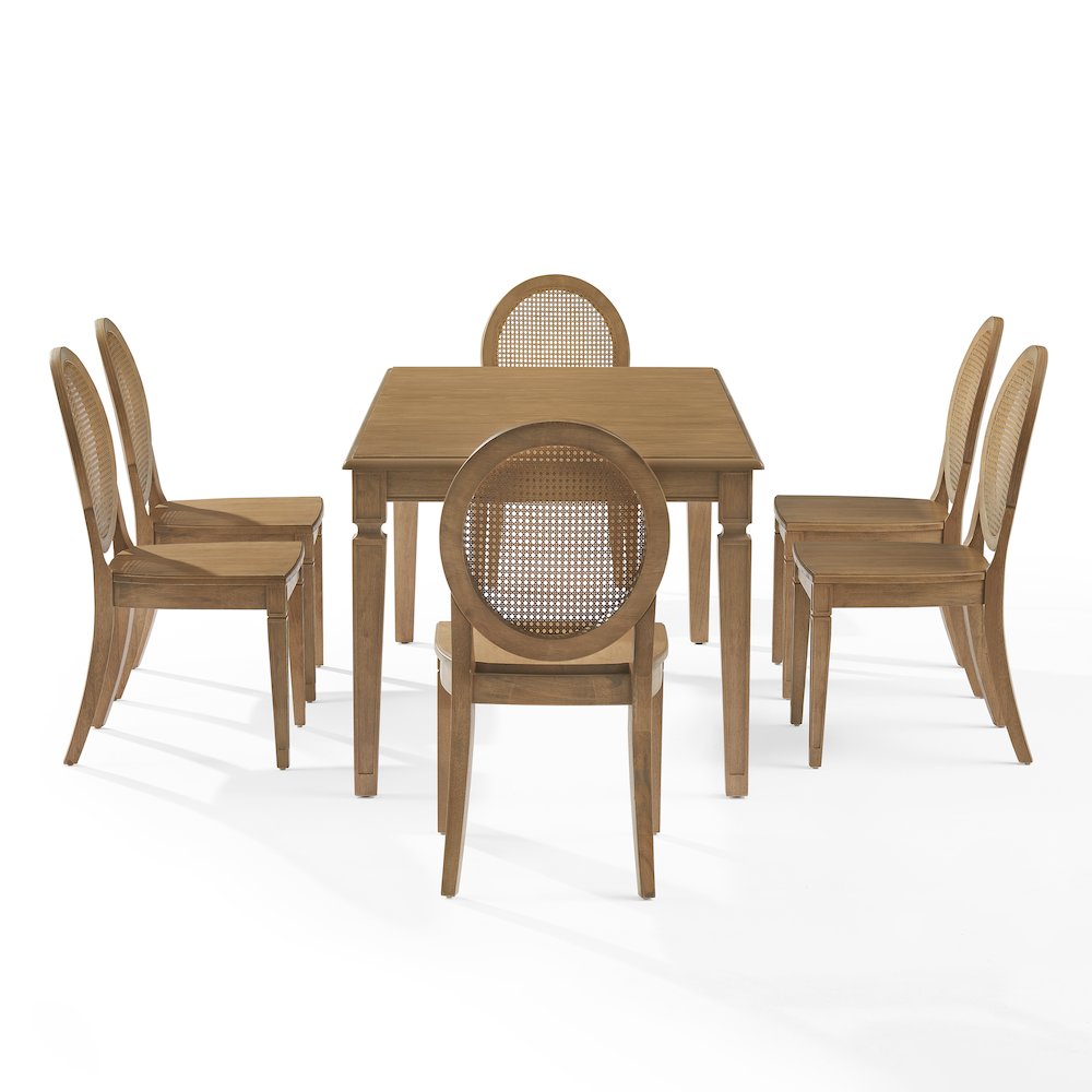 7-Piece Dining Table Set For 6 With Cane-Back Chairs, Table, 6 Cane-Back Chairs