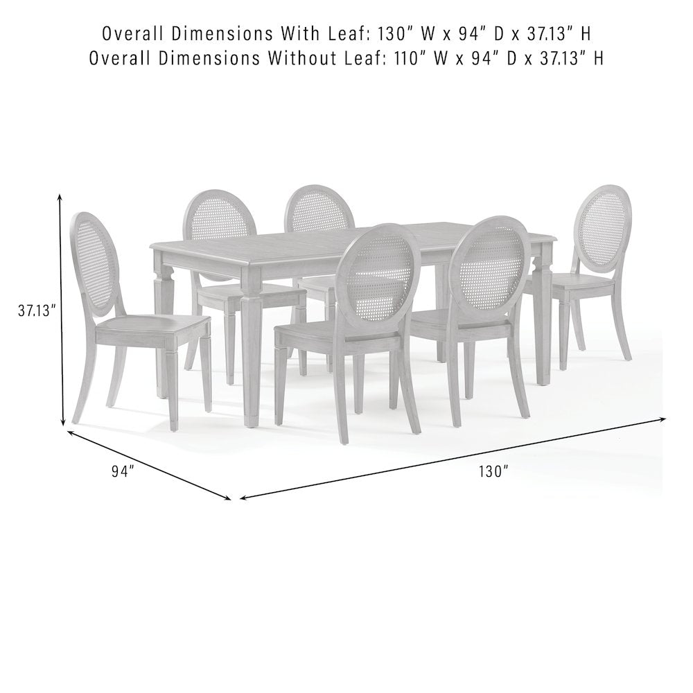 7-Piece Dining Table Set For 6 With Cane-Back Chairs, Table, 6 Cane-Back Chairs