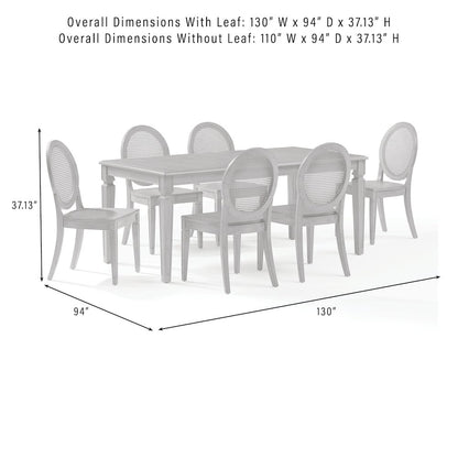 7-Piece Dining Table Set For 6 With Cane-Back Chairs, Table, 6 Cane-Back Chairs