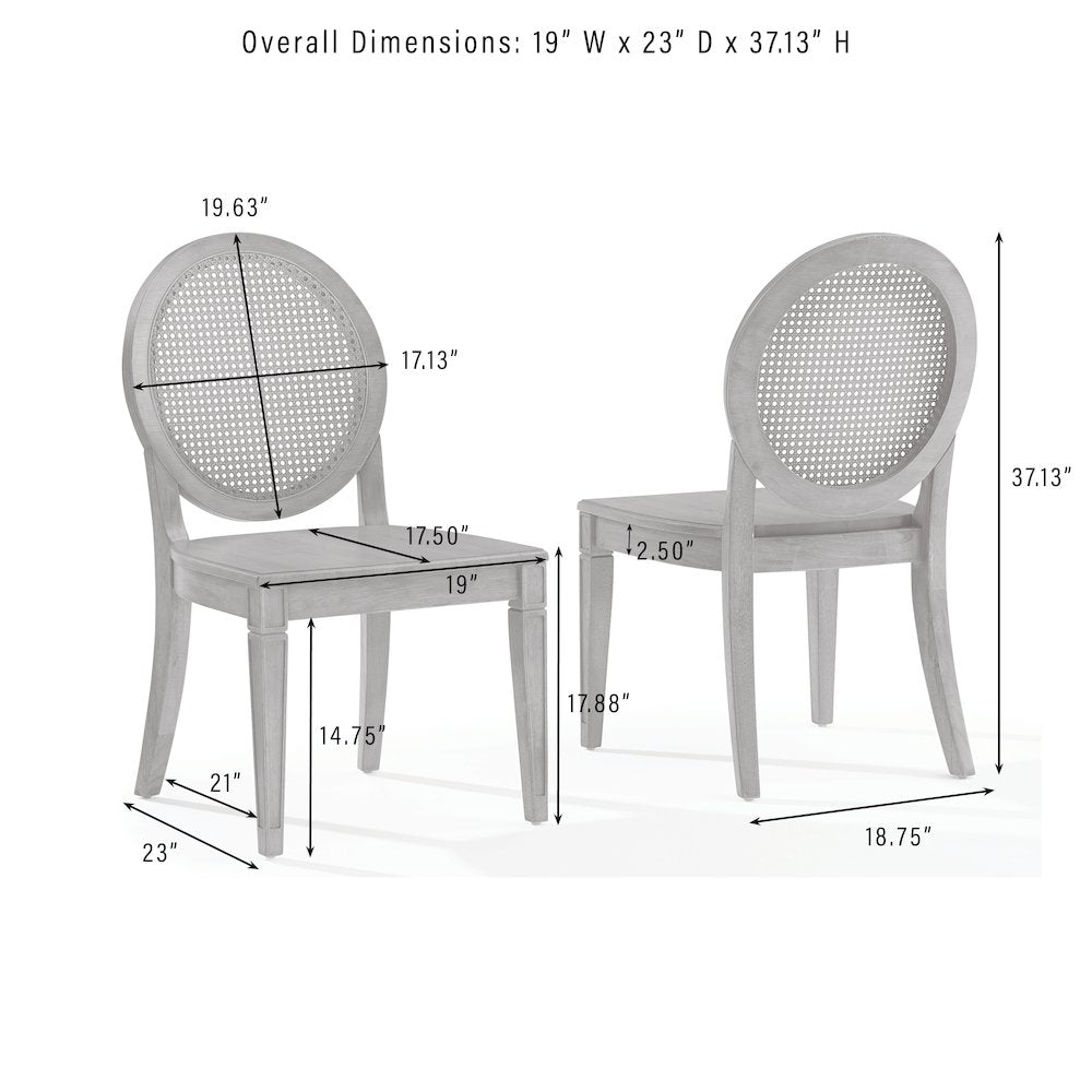 7-Piece Dining Table Set For 6 With Cane-Back Chairs, Table, 6 Cane-Back Chairs