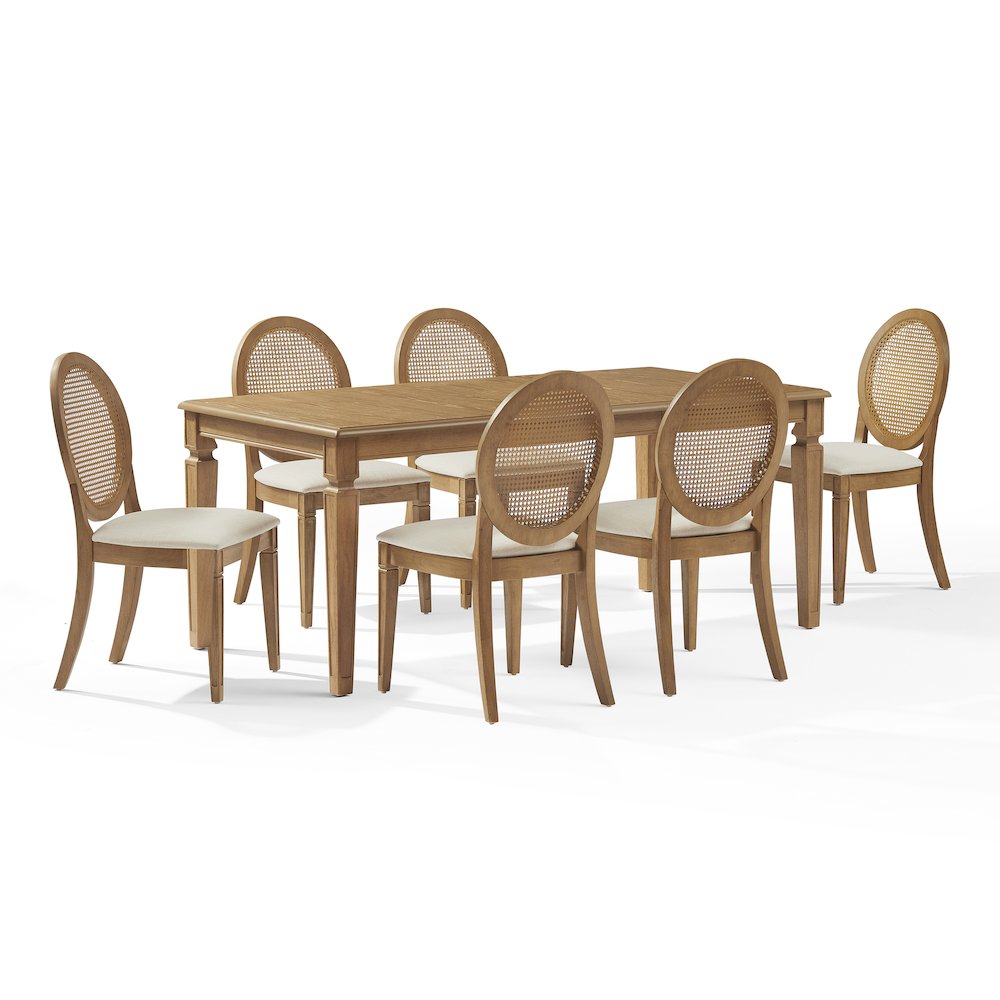 Katia 7Pc Dining Table Set For 6 Cane-Back Chairs - Table & 6 Cane-Back Chairs