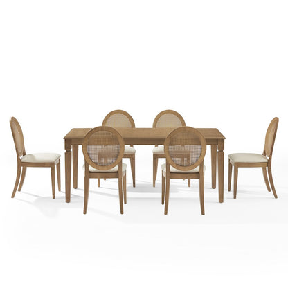 Katia 7Pc Dining Table Set For 6 Cane-Back Chairs - Table & 6 Cane-Back Chairs