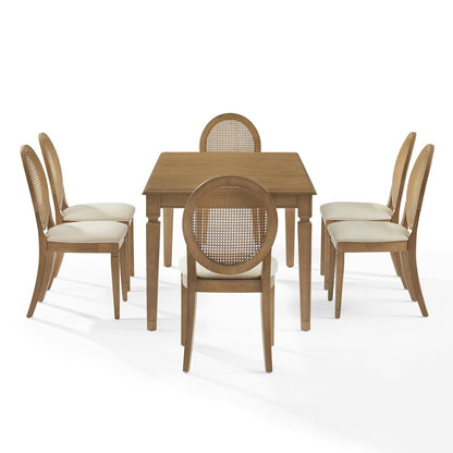 Katia 7Pc Dining Table Set For 6 Cane-Back Chairs - Table & 6 Cane-Back Chairs