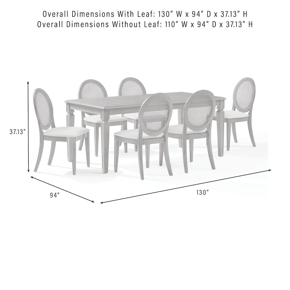 Katia 7Pc Dining Table Set For 6 Cane-Back Chairs - Table & 6 Cane-Back Chairs