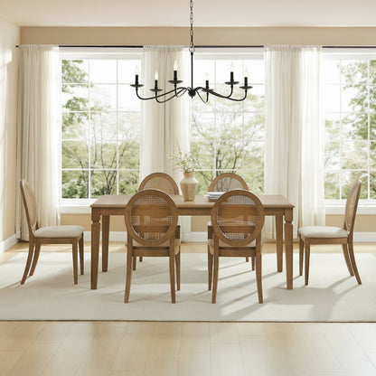 Katia 7Pc Dining Set With Table, 4 Cane-Back Chairs, & 2 Cane-Back Chairs
