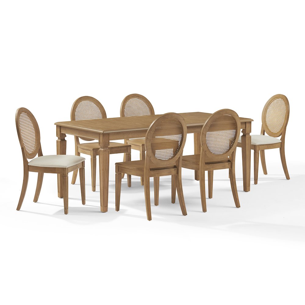 Katia 7Pc Dining Set With Table, 4 Cane-Back Chairs, & 2 Cane-Back Chairs