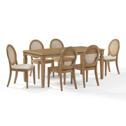 Katia 7Pc Dining Set With Table, 4 Cane-Back Chairs, & 2 Cane-Back Chairs
