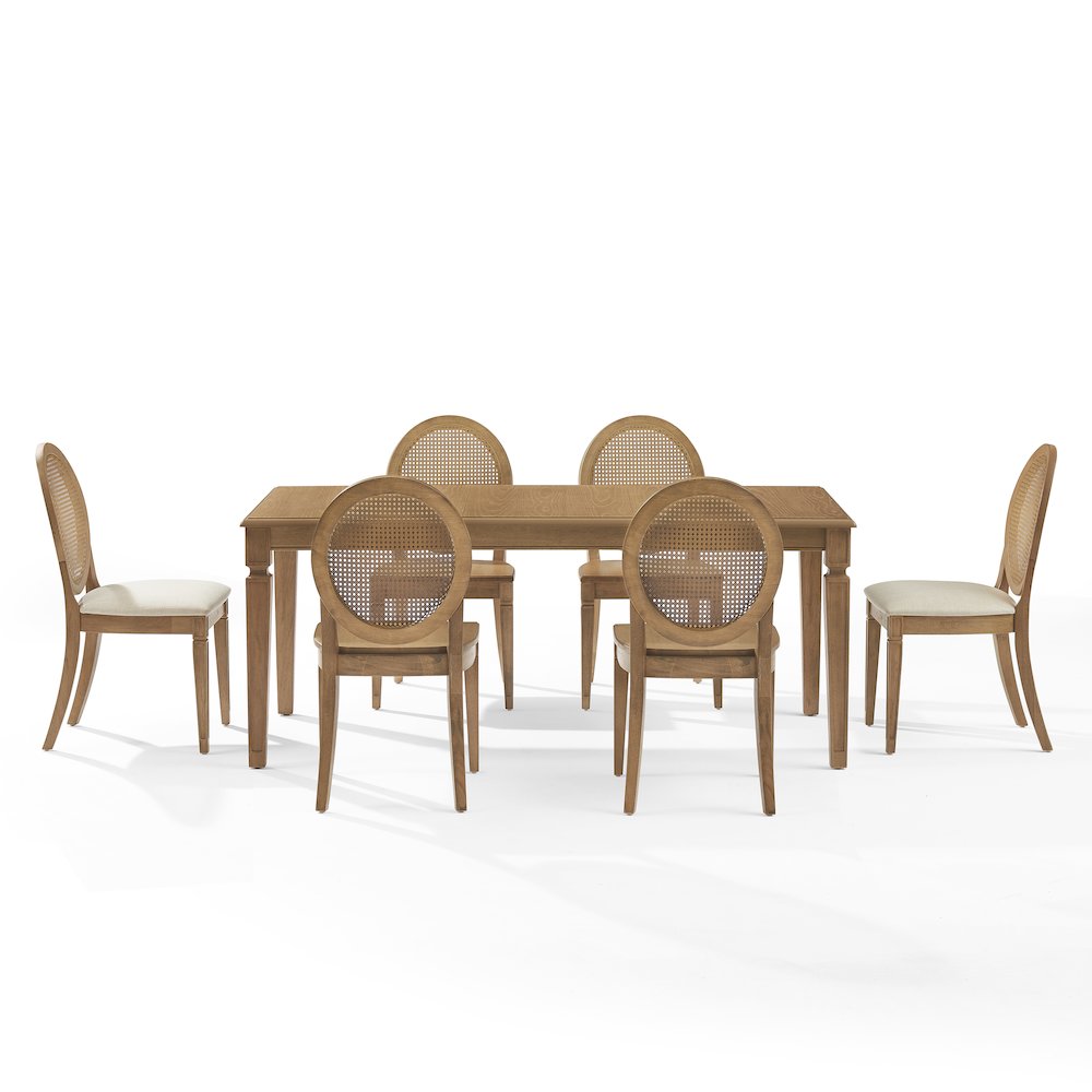 Katia 7Pc Dining Set With Table, 4 Cane-Back Chairs, & 2 Cane-Back Chairs