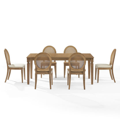 Katia 7Pc Dining Set With Table, 4 Cane-Back Chairs, & 2 Cane-Back Chairs