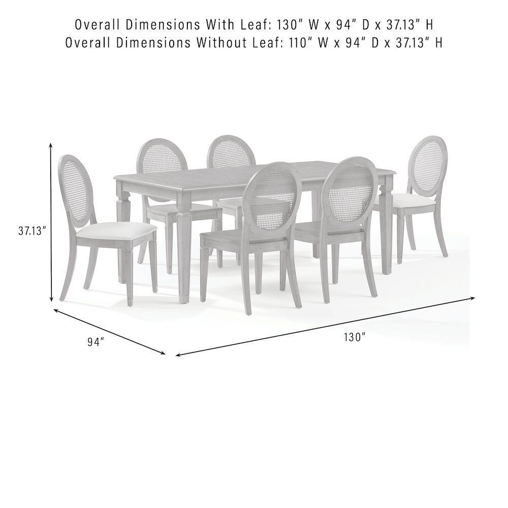 Katia 7Pc Dining Set With Table, 4 Cane-Back Chairs, & 2 Cane-Back Chairs