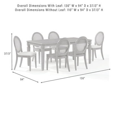 Katia 7Pc Dining Set With Table, 4 Cane-Back Chairs, & 2 Cane-Back Chairs