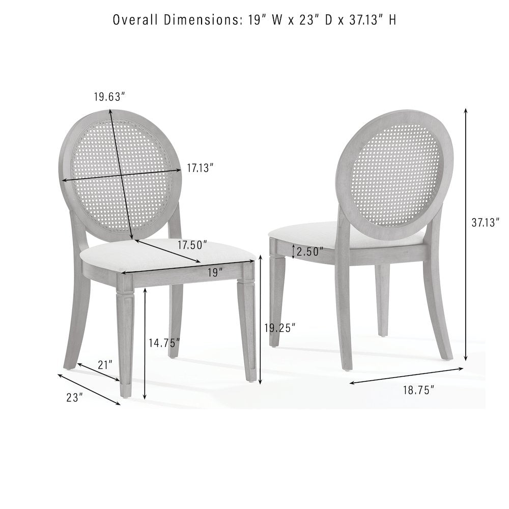 Katia 7Pc Dining Set With Table, 4 Cane-Back Chairs, & 2 Cane-Back Chairs