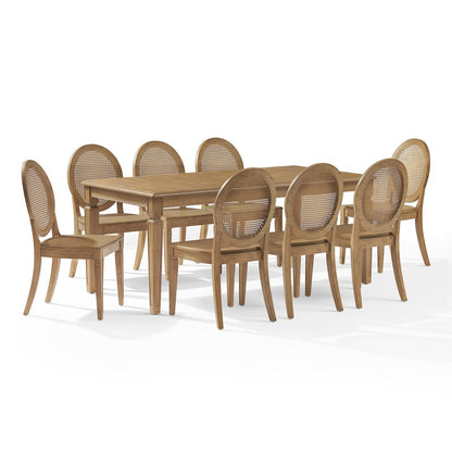 Katia 9-Piece Dining Table Set For 8 With 8 Cane-Back Chairs & Table