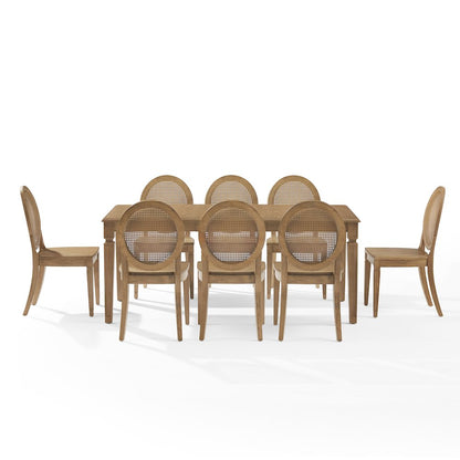 Katia 9-Piece Dining Table Set For 8 With 8 Cane-Back Chairs & Table