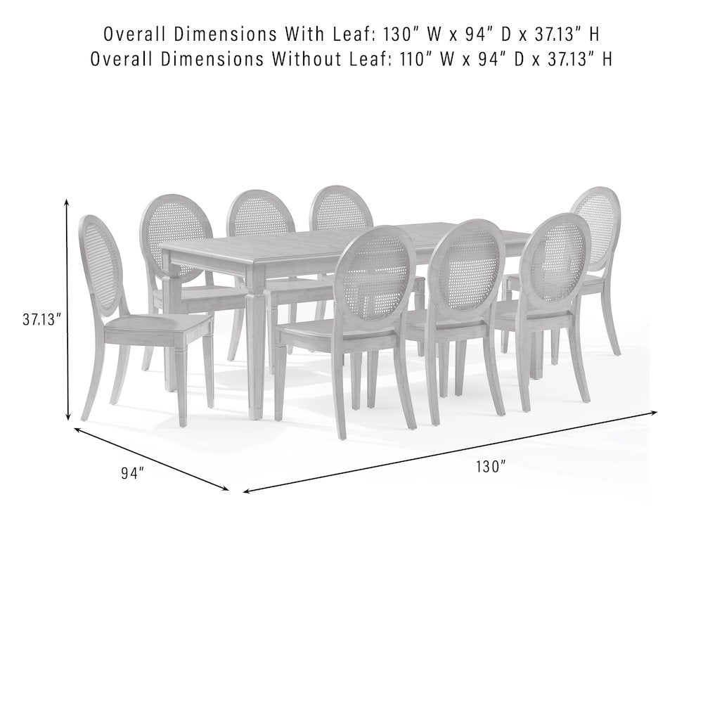 Katia 9-Piece Dining Table Set For 8 With 8 Cane-Back Chairs & Table