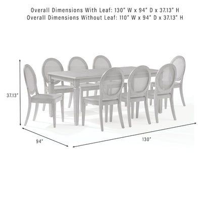 Katia 9-Piece Dining Table Set For 8 With 8 Cane-Back Chairs & Table