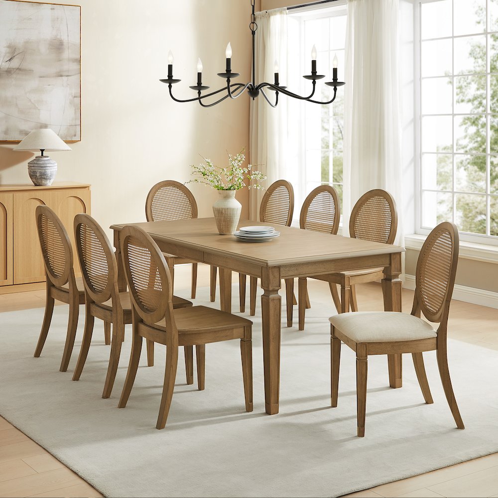 Katia 9Pc Dining Set With Table, 6 Cane-Back & 2 Cane-Back Chairs