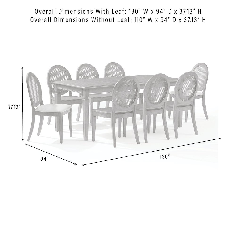 Katia 9Pc Dining Set With Table, 6 Cane-Back & 2 Cane-Back Chairs