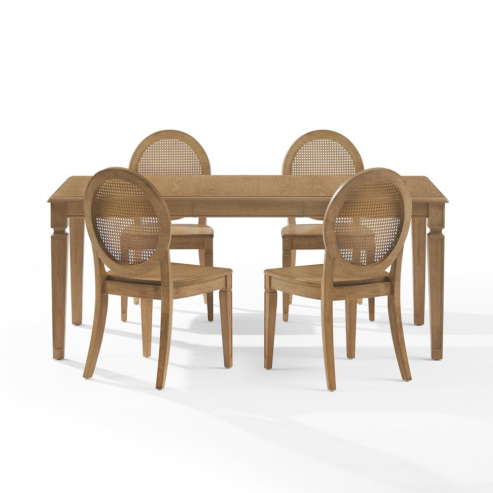 5-Piece Dining Table Set For 4 With Cane-Back Chairs, Table, 4 Cane-Back Chairs