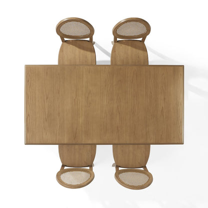 5-Piece Dining Table Set For 4 With Cane-Back Chairs, Table, 4 Cane-Back Chairs