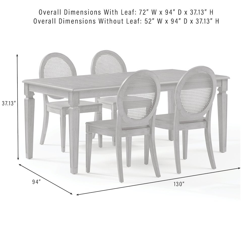 5-Piece Dining Table Set For 4 With Cane-Back Chairs, Table, 4 Cane-Back Chairs