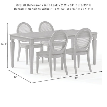 5-Piece Dining Table Set For 4 With Cane-Back Chairs, Table, 4 Cane-Back Chairs