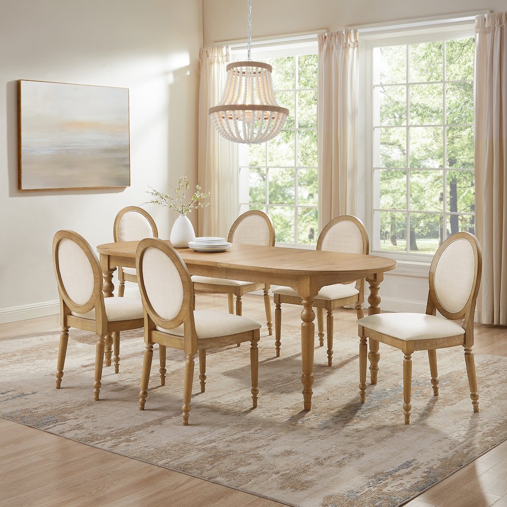 Daphne 7-Piece Dining Set For 6 Rustic Brown/Crème - Table & 6 Chairs