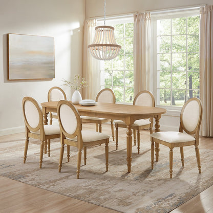 Daphne 7-Piece Dining Set For 6 Rustic Brown/Crème - Table & 6 Chairs