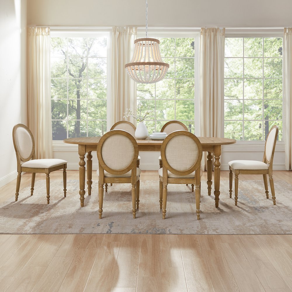 Daphne 7-Piece Dining Set For 6 Rustic Brown/Crème - Table & 6 Chairs