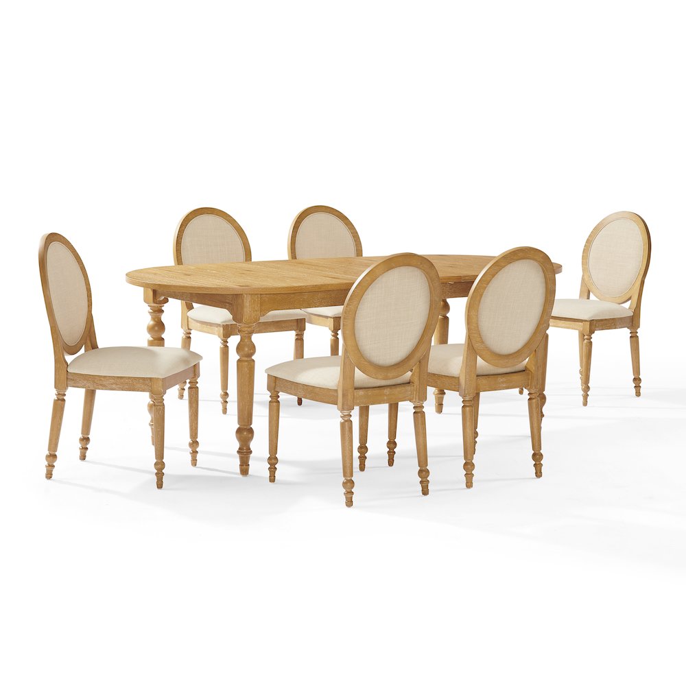 Daphne 7-Piece Dining Set For 6 Rustic Brown/Crème - Table & 6 Chairs