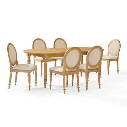 Daphne 7-Piece Dining Set For 6 Rustic Brown/Crème - Table & 6 Chairs