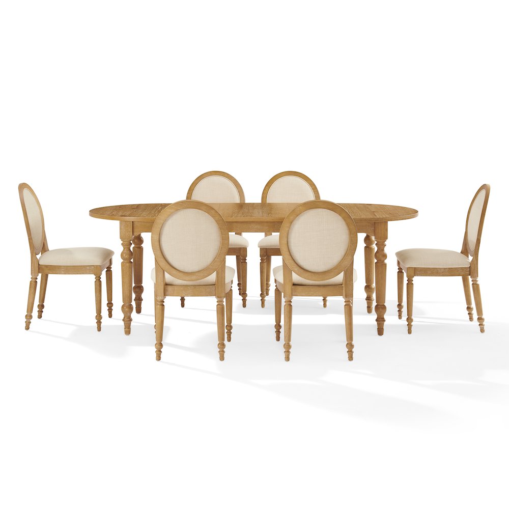 Daphne 7-Piece Dining Set For 6 Rustic Brown/Crème - Table & 6 Chairs